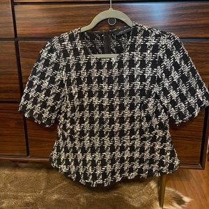 Zara houndstooth peplum hem top